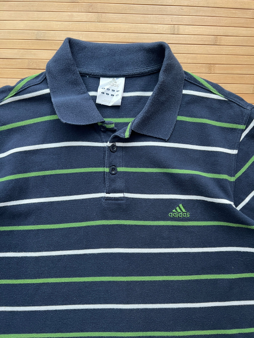 90s Adidas Striped Polo Tshirt(XL)