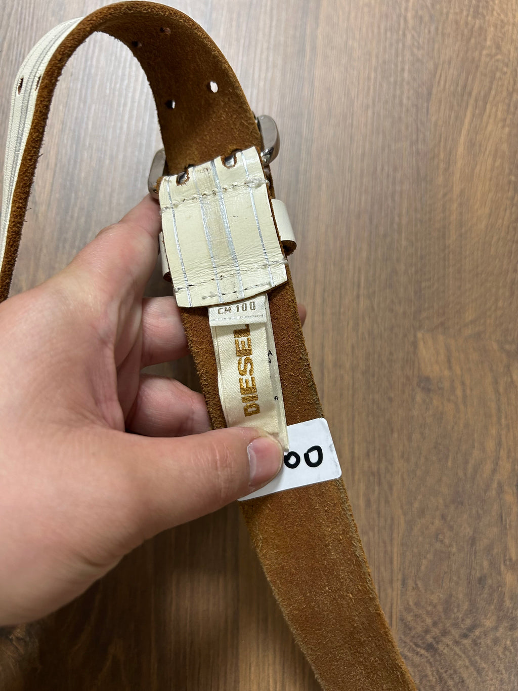 Vintage Diesel White Leather Belt (36/41)