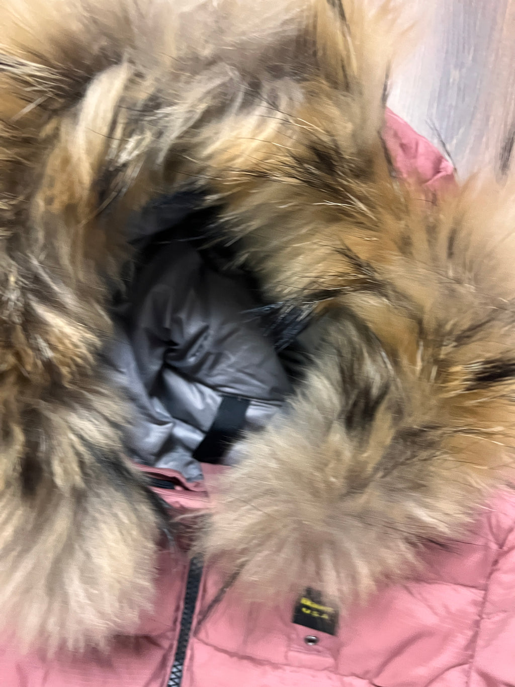 Blauer Puffer Fur hooded Jacket🙋‍♀️(XS/S)