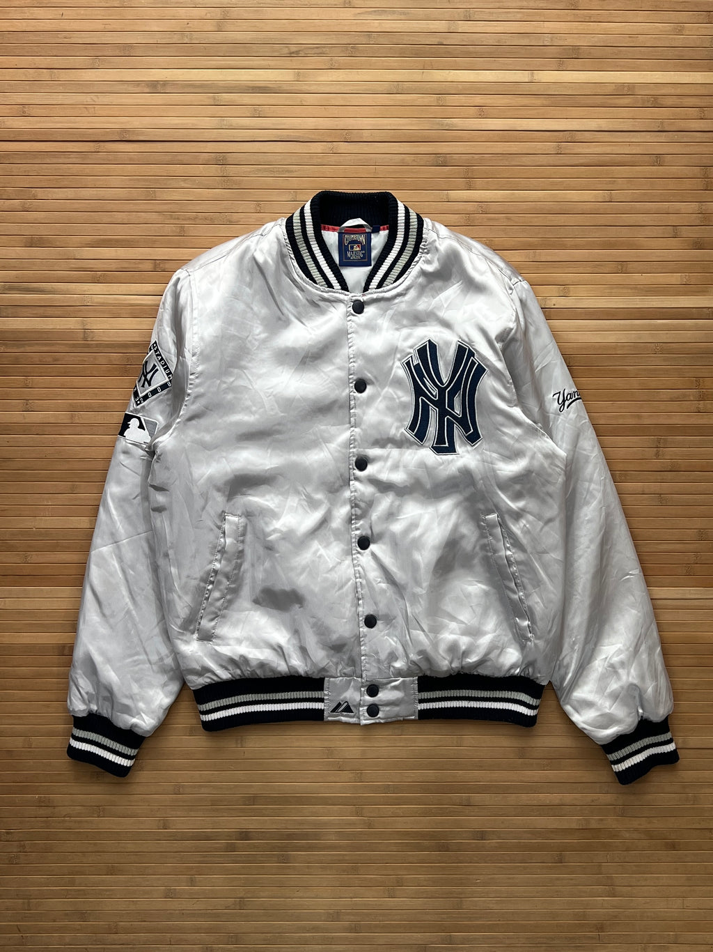 NY Yankees Satin Baseball Jacket (L)