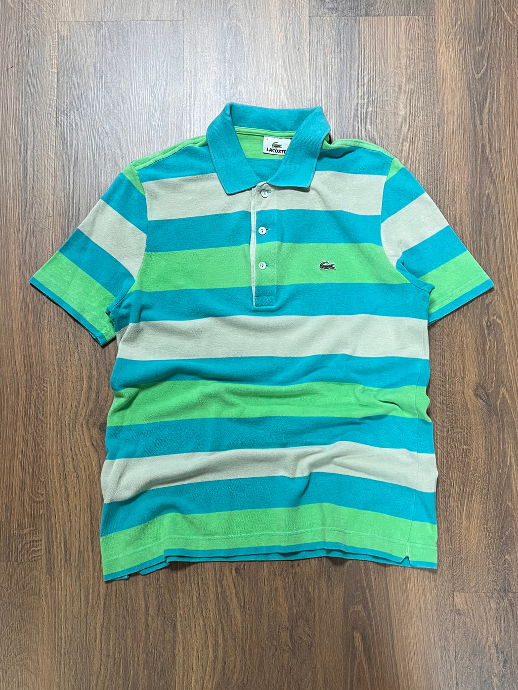 Striped Candy Lacoste Polo T-shirt (S)