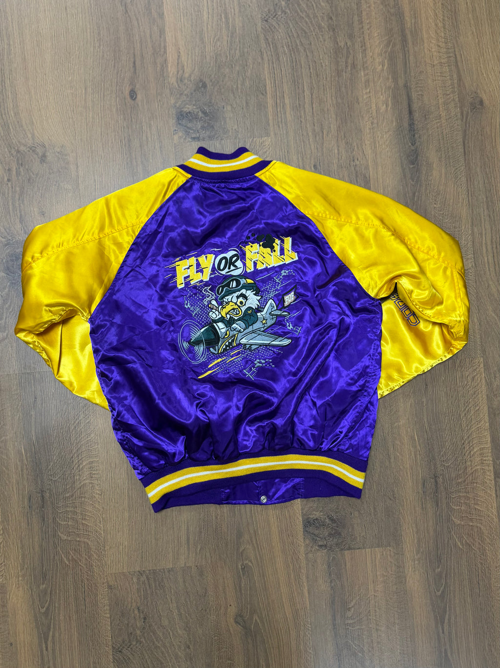Fly or Fall Satin Bomber Jacket (L)