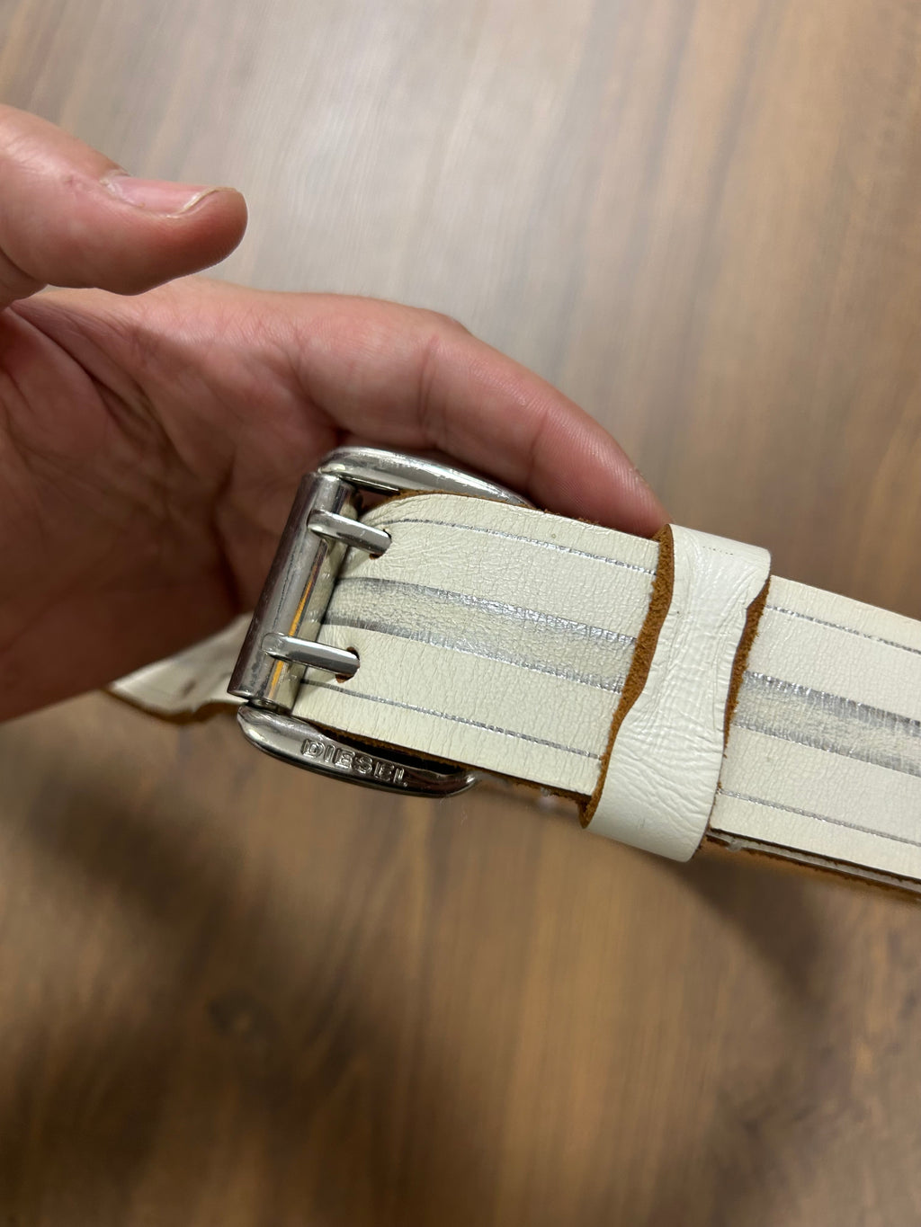 Vintage Diesel White Leather Belt (36/41)