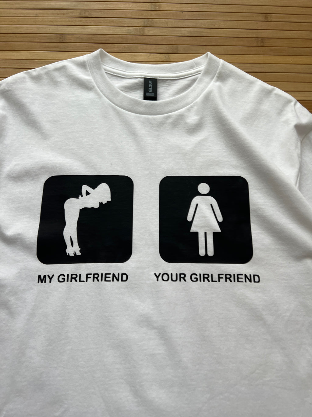 My Girlfriend your girlfriend funny Tshirt(L)