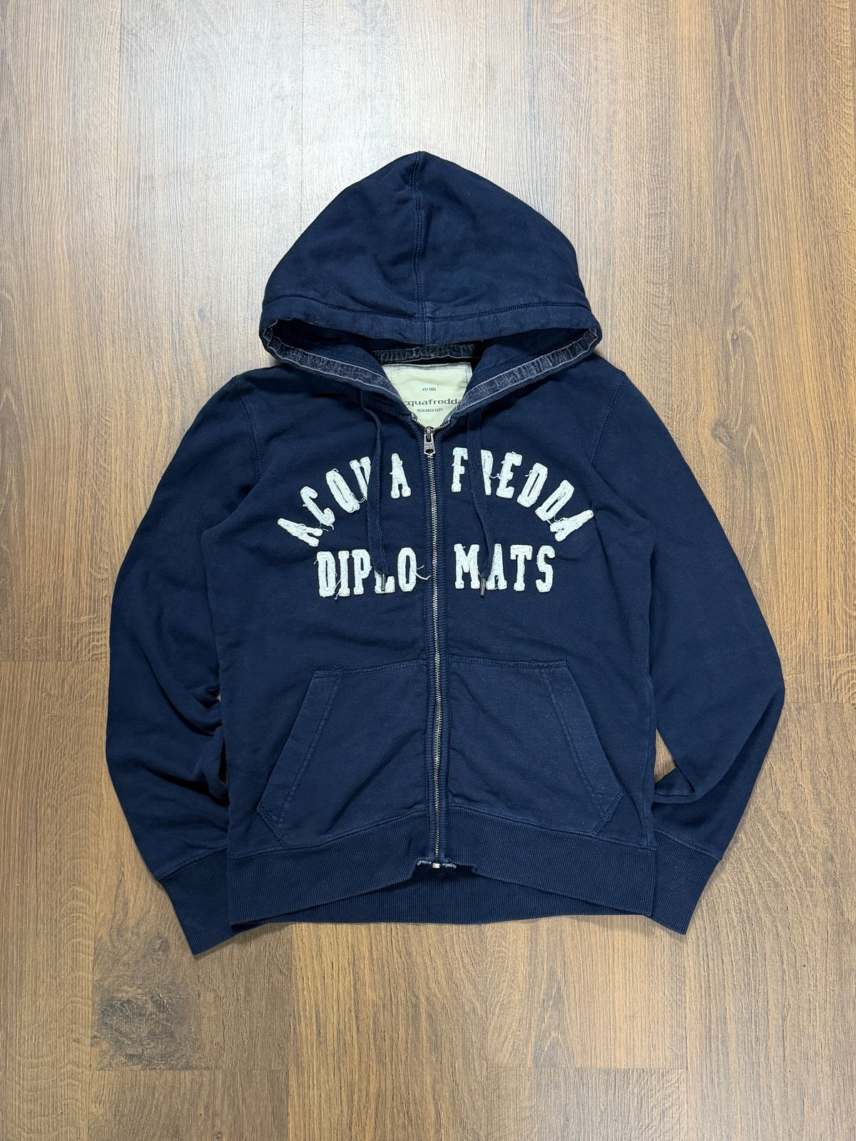 Vintage Distress Zip Up Hoodie (M)