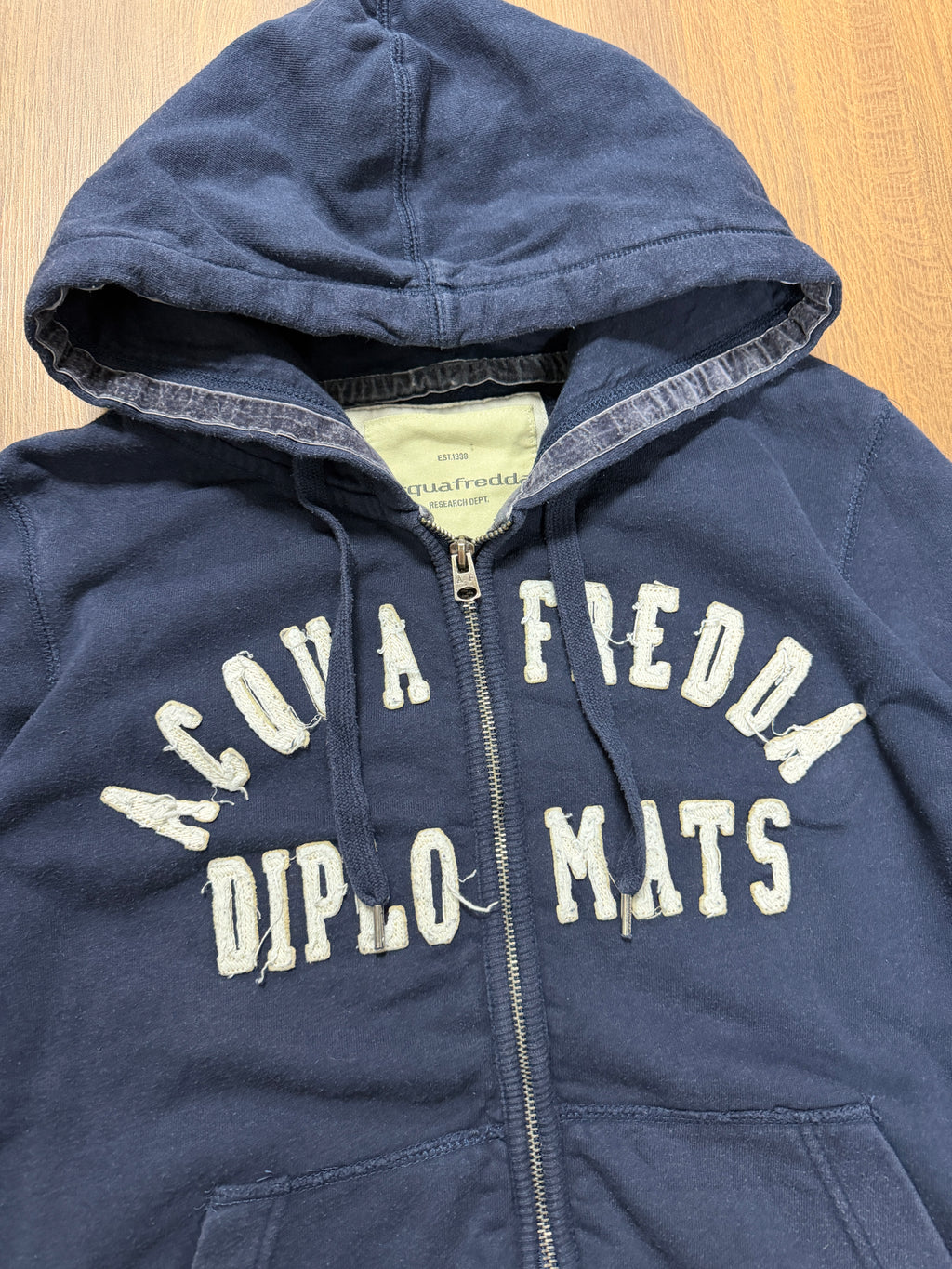 Vintage Distress Zip Up Hoodie (M)