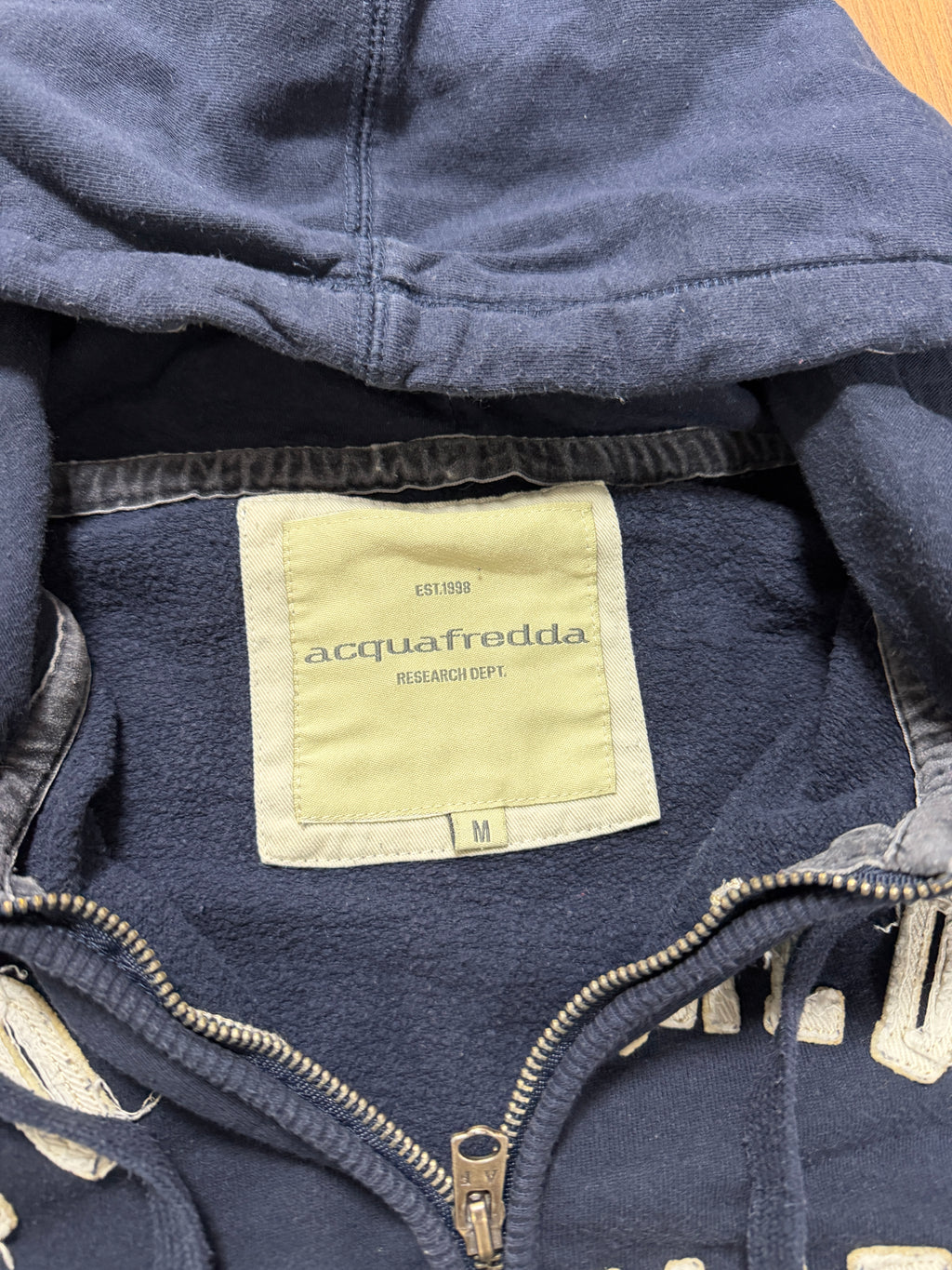 Vintage Distress Zip Up Hoodie (M)